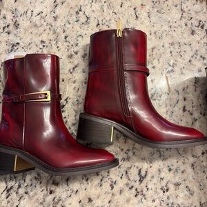 Vince Camuto Gali Chianti Leather Heeled Boots 5.5 New